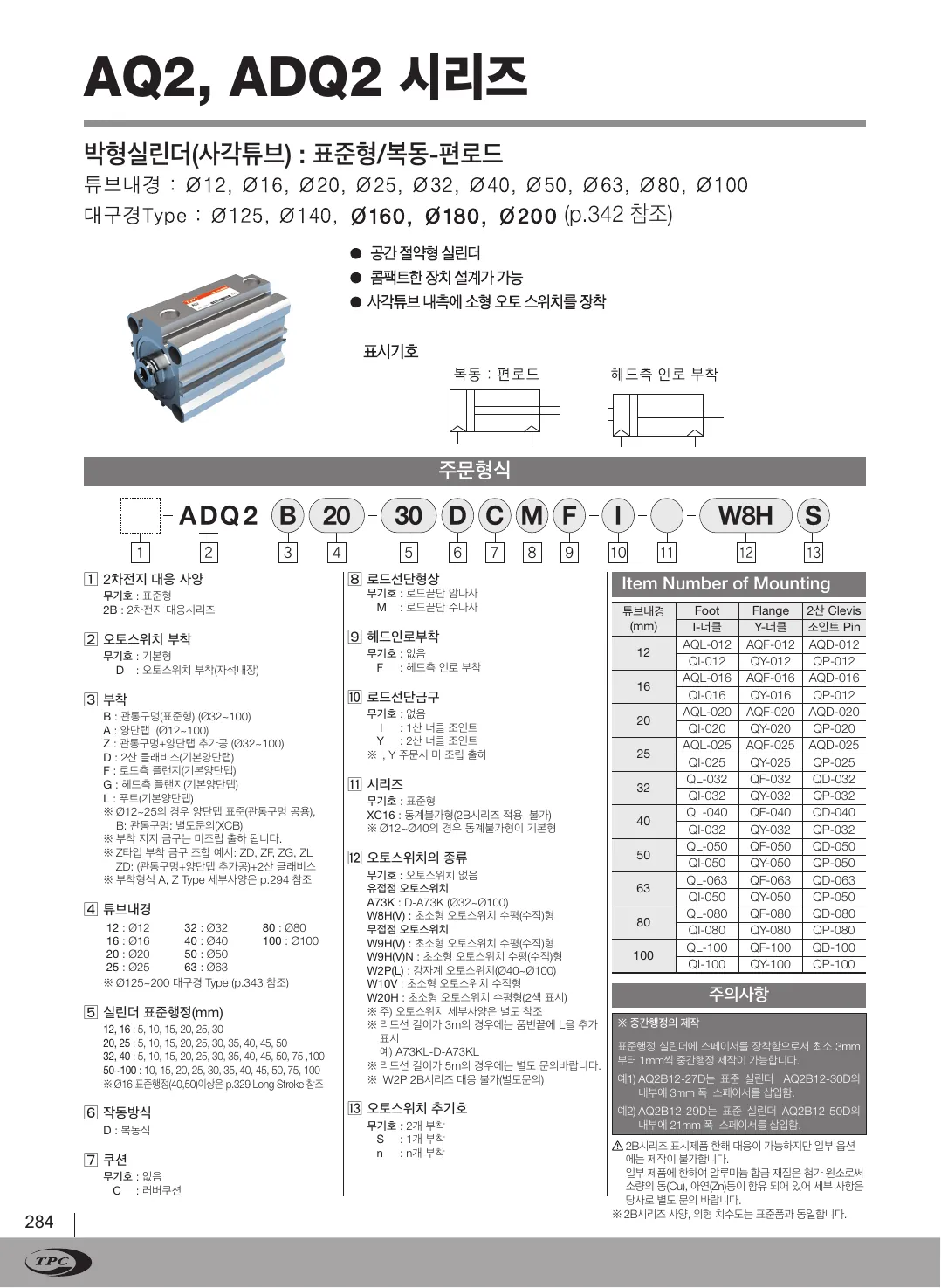 AQ2 카탈로그 1페이지, 한국어 원본