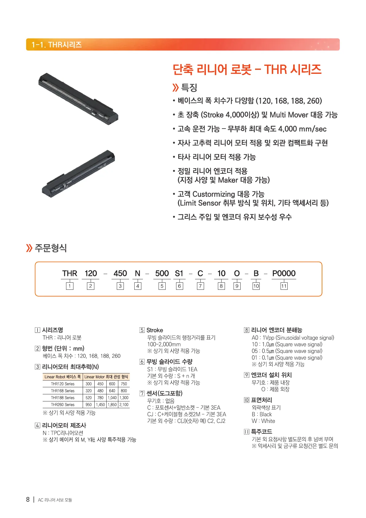 THR 카탈로그 1페이지, 한국어 원본