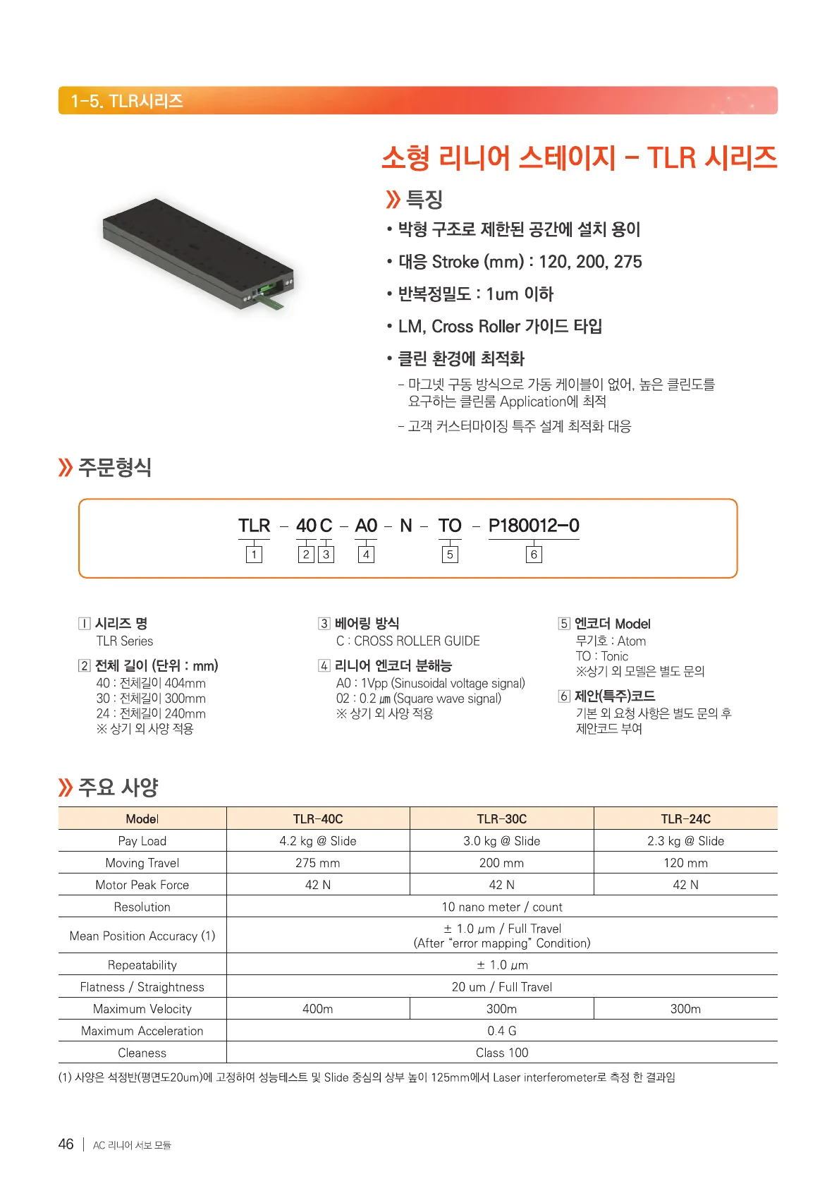 TLR 카탈로그 1페이지, 한국어 원본